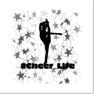 #cheer_Life Design with Silver Star Background Posters and Art